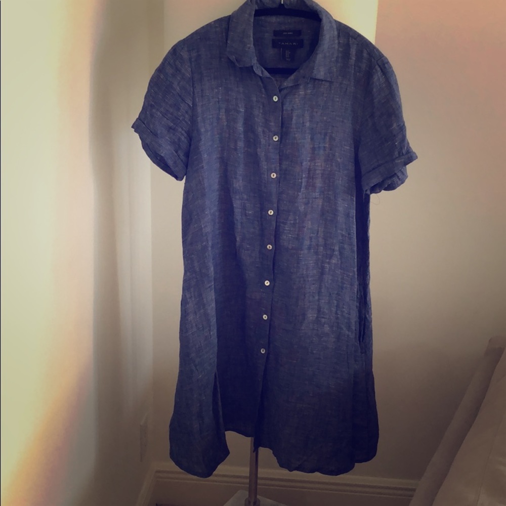 Tahari linen denim style dress